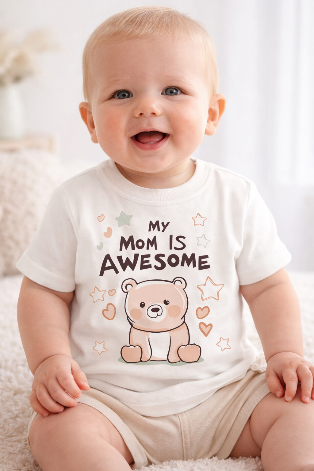 Cute Teddy Bear “My Mom Is Awesome” Kids/Infant Shirt